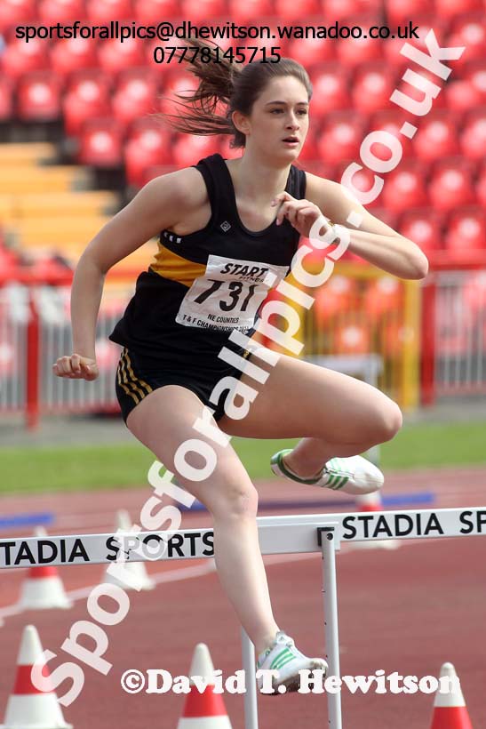 Rachel Scott (Houghton) under-20 womens 400 metres hurdles at the North Eastern Championships, Gateshead International Stadium.  Photos: David T. Hewitson/Sports for All Pics